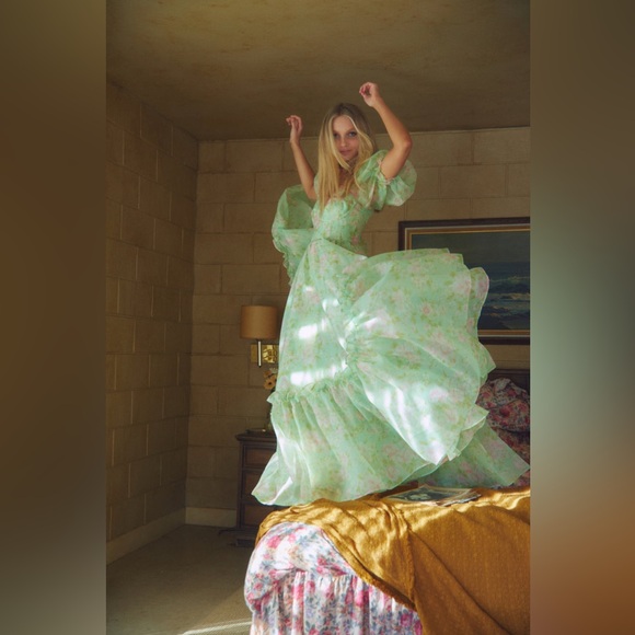 Selkie The Ritz Green Floral Gown - Picture 3 of 6